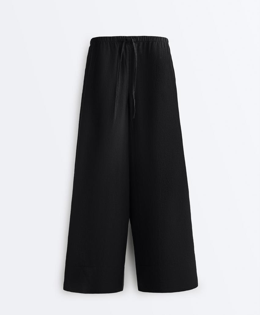 Прямые брюки из 100%-го льна с отстрочкой