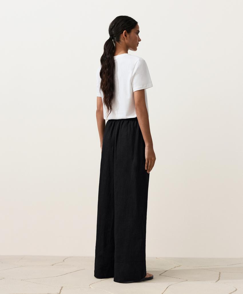 Прямые брюки из 100%-го льна с отстрочкой