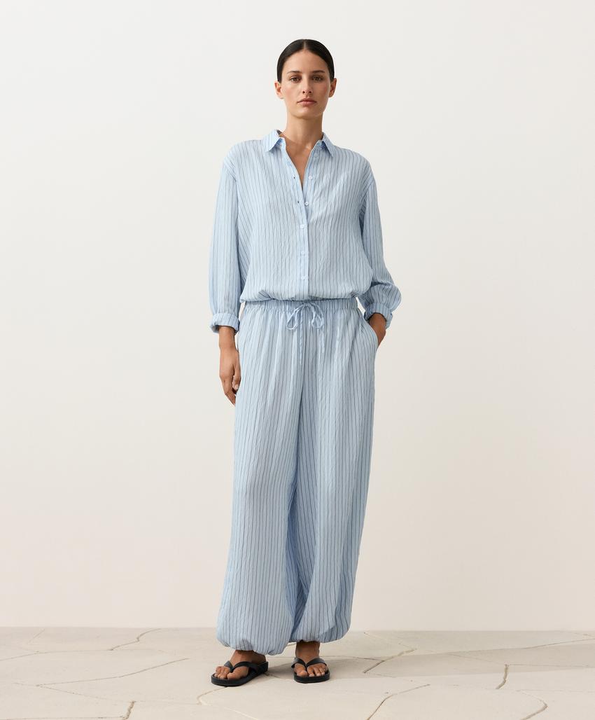 Макси-брюки-блумеры в полоску