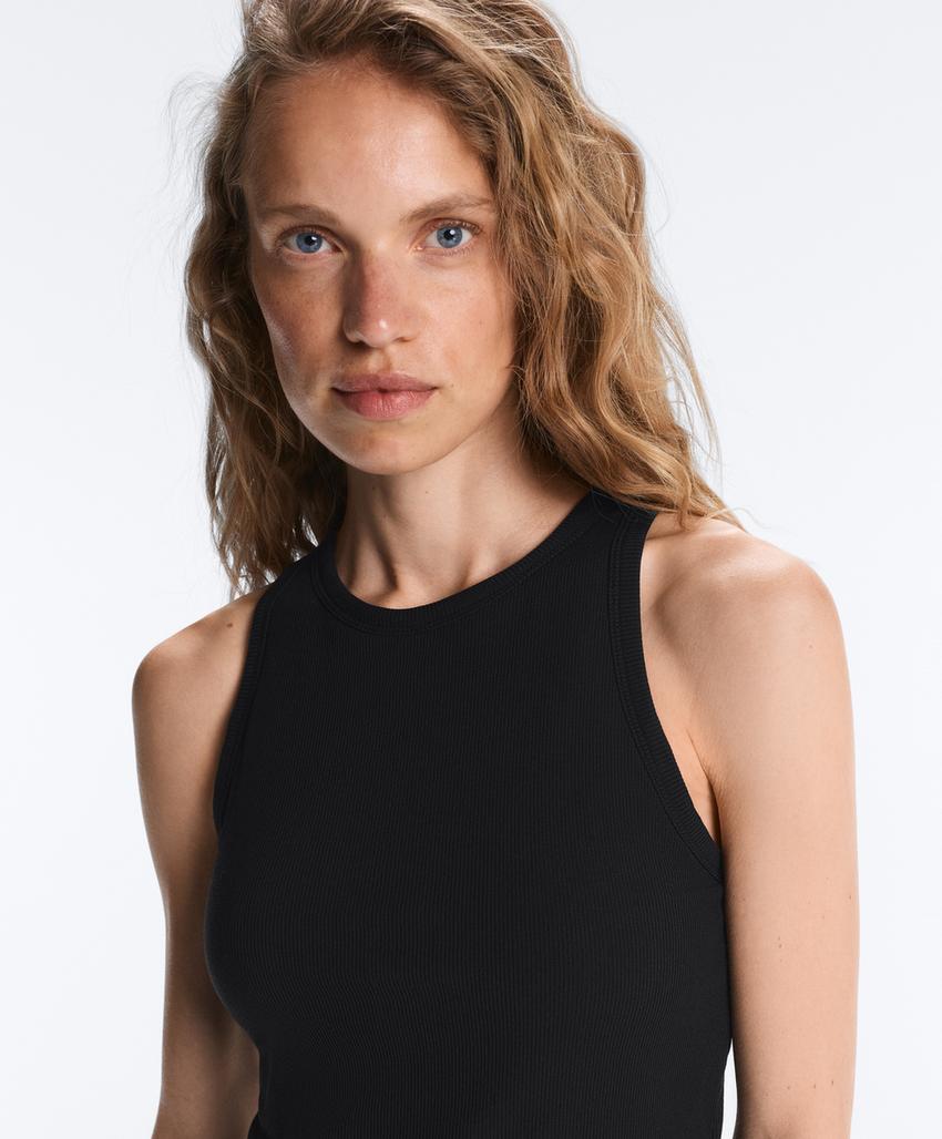 Длинный топ-майка из рубчатого модального микса