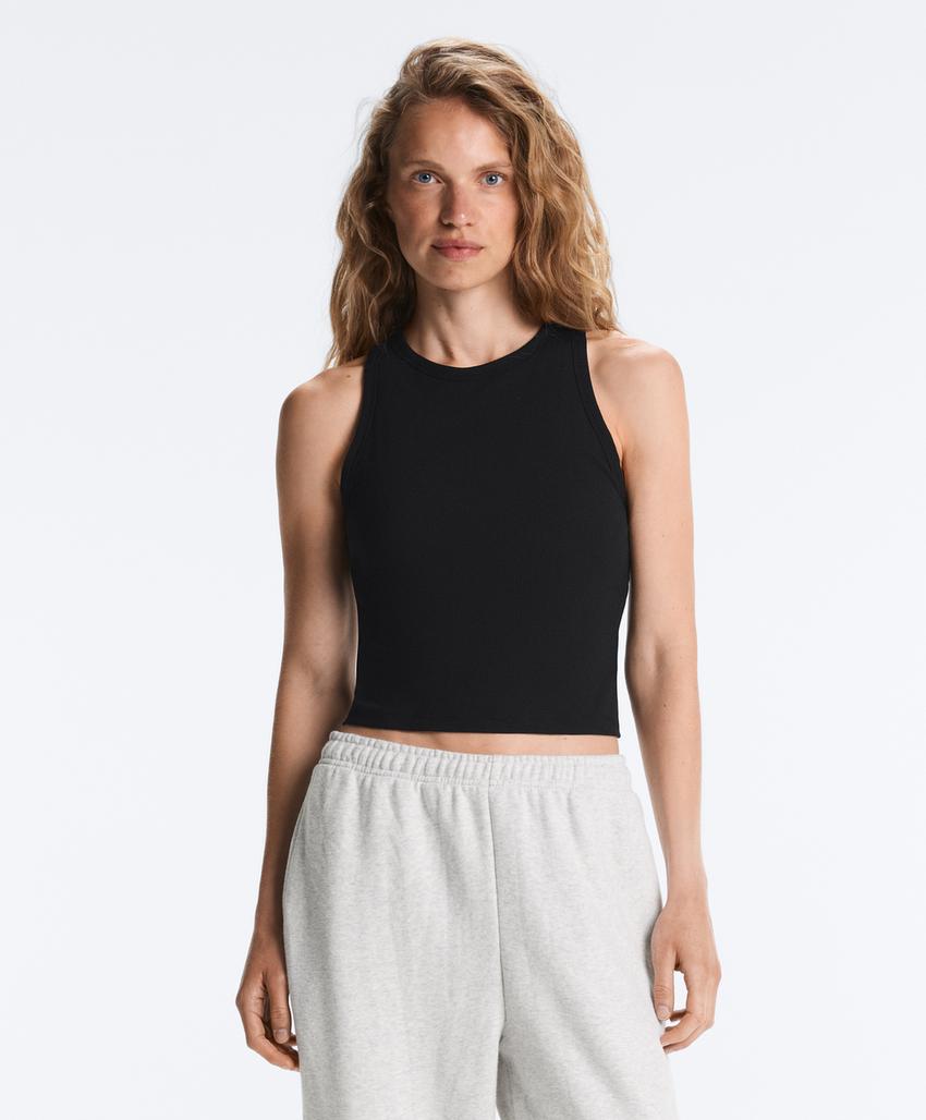 Длинный топ-майка из рубчатого модального микса