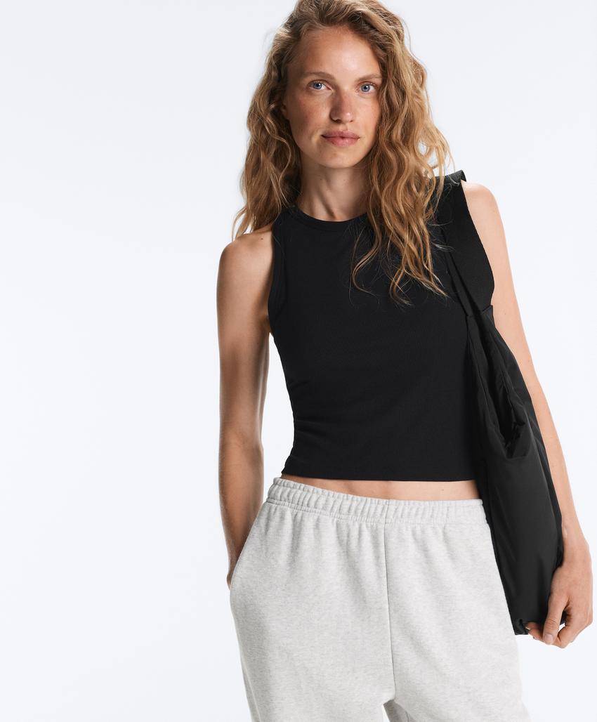 Длинный топ-майка из рубчатого модального микса