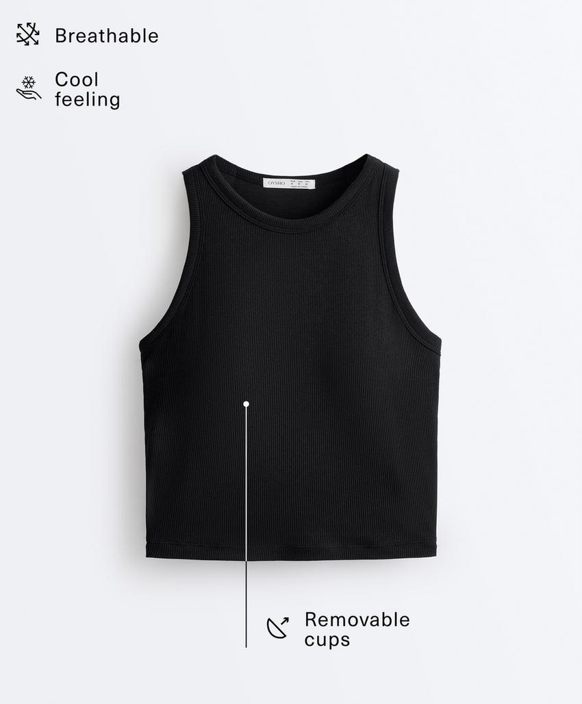 Длинный топ-майка из рубчатого модального микса