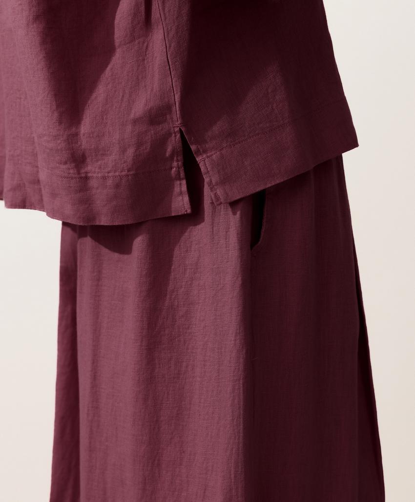 Рубашка-поло оверсайз с длинными рукавами из 100%-го льна