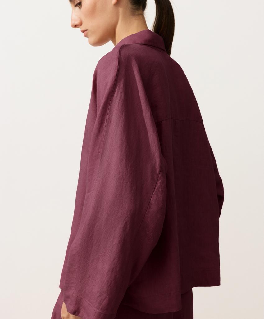 Рубашка-поло оверсайз с длинными рукавами из 100%-го льна