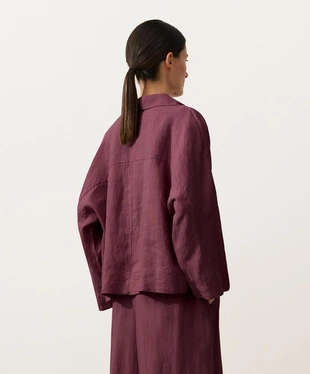 Рубашка-поло оверсайз с длинными рукавами из 100%-го льна- Заказать в России