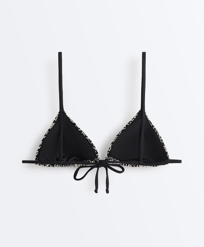 Топ бикини с треугольными чашками из вязаного полотна