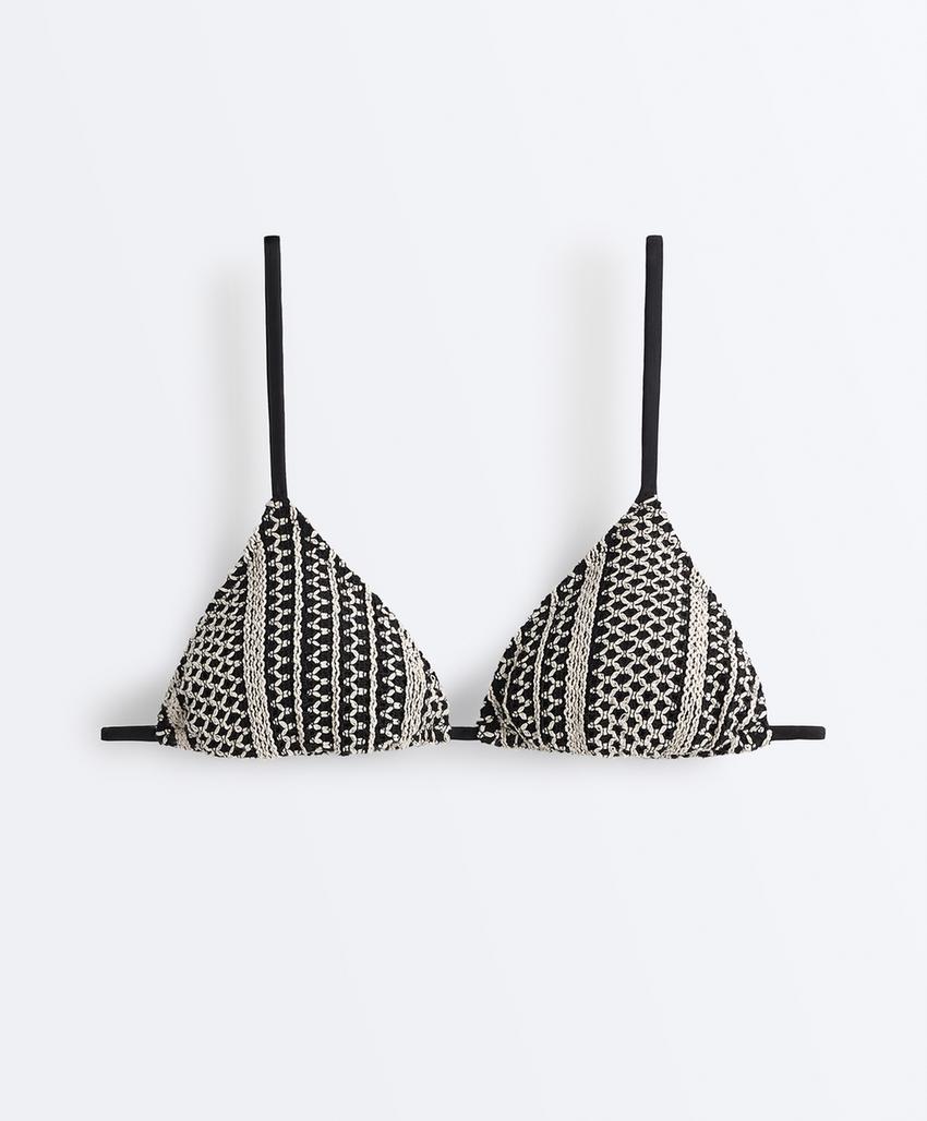 Топ бикини с треугольными чашками из вязаного полотна
