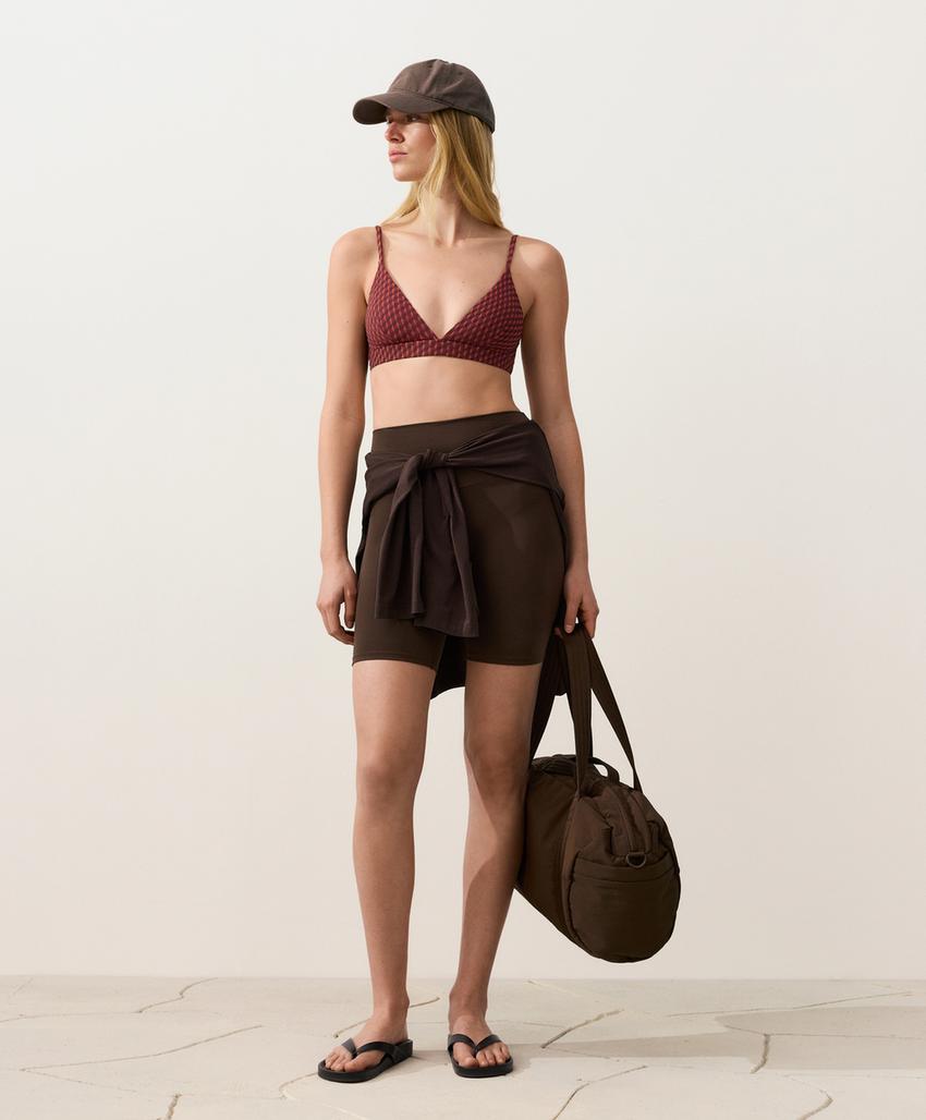 Топ бикини с треугольными чашками из жаккардовой ткани