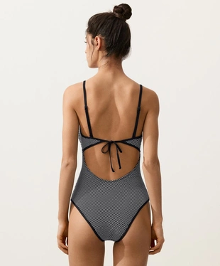 Купальник бандо из жаккарда в горошек- Заказать в России