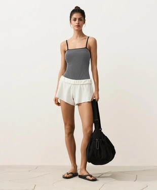 Купальник бандо из жаккарда в горошек- Заказать в России