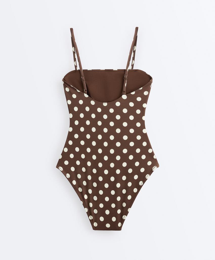 Купальник бандо из пике в горошек