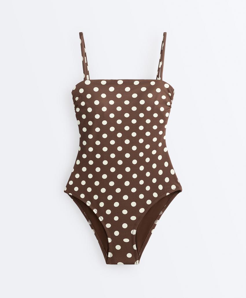 Купальник бандо из пике в горошек