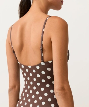 Купальник бандо из пике в горошек- Заказать в России