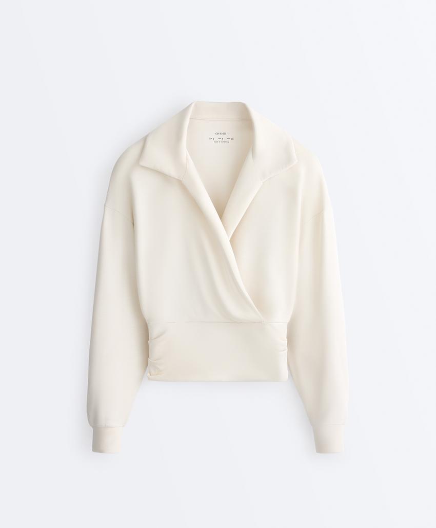 Толстовка на запах с воротником поло из модала