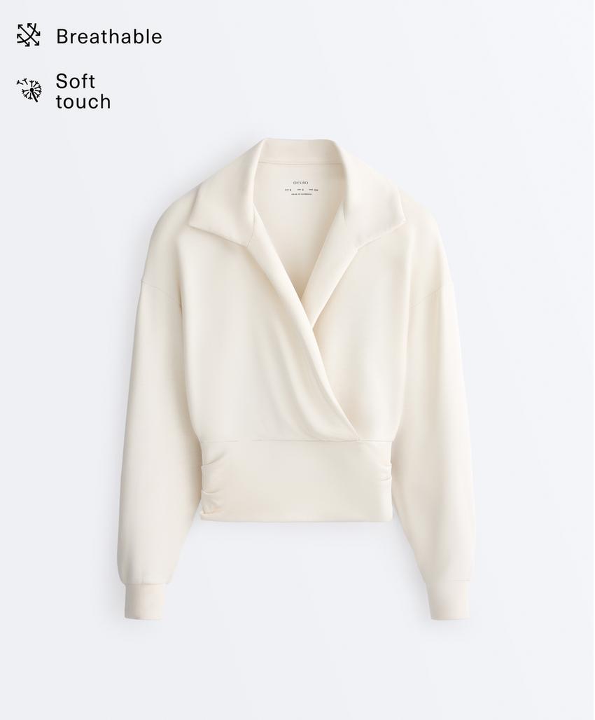 Толстовка на запах с воротником поло из модала