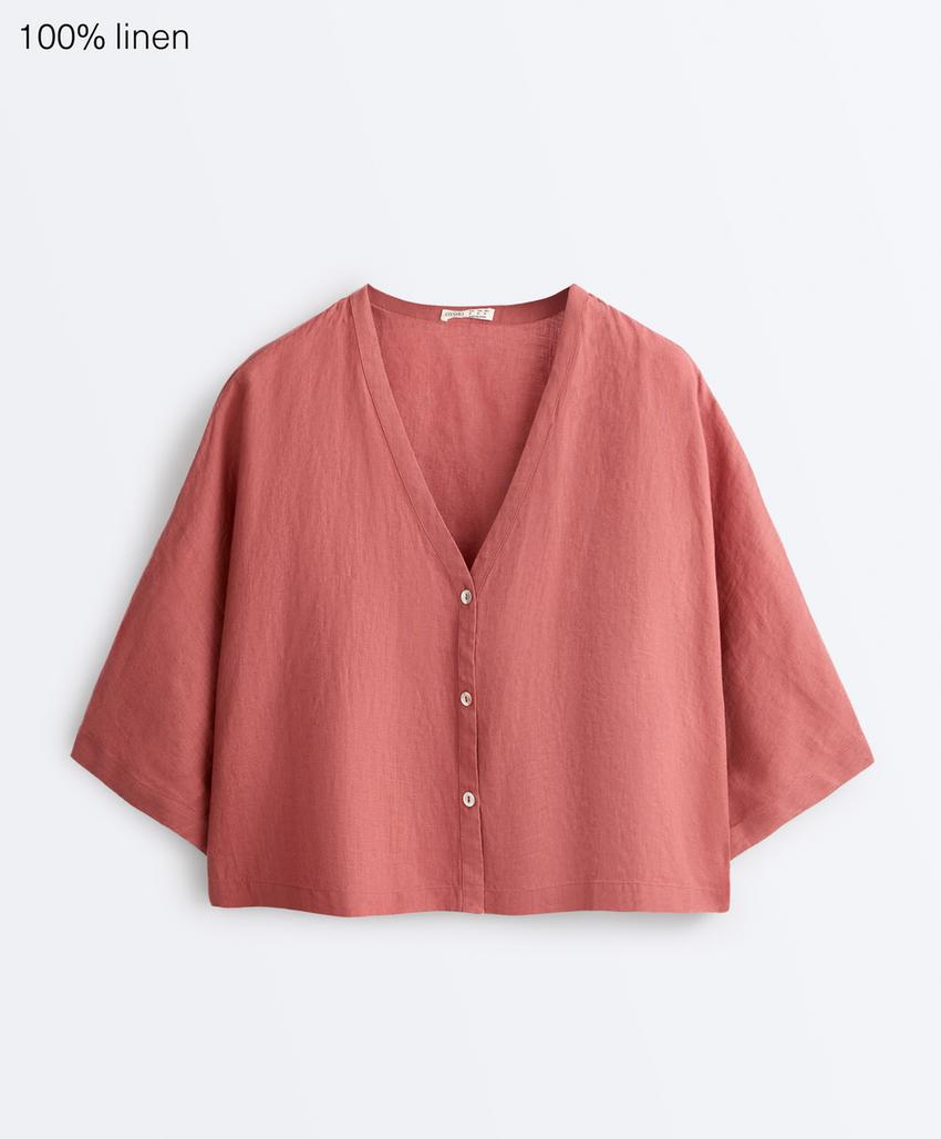 Рубашка с короткими рукавами из 100%-го льна