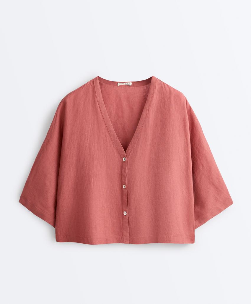 Рубашка с короткими рукавами из 100%-го льна