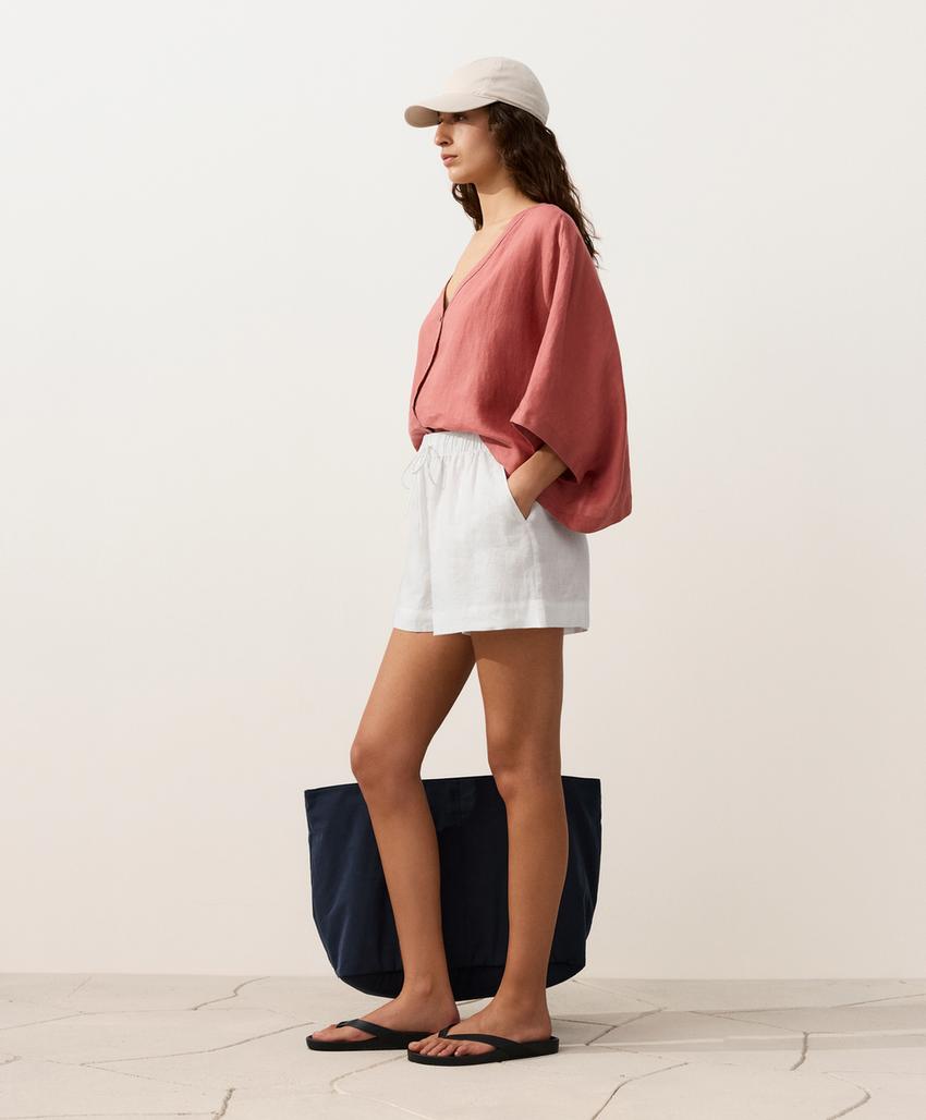 Рубашка с короткими рукавами из 100%-го льна