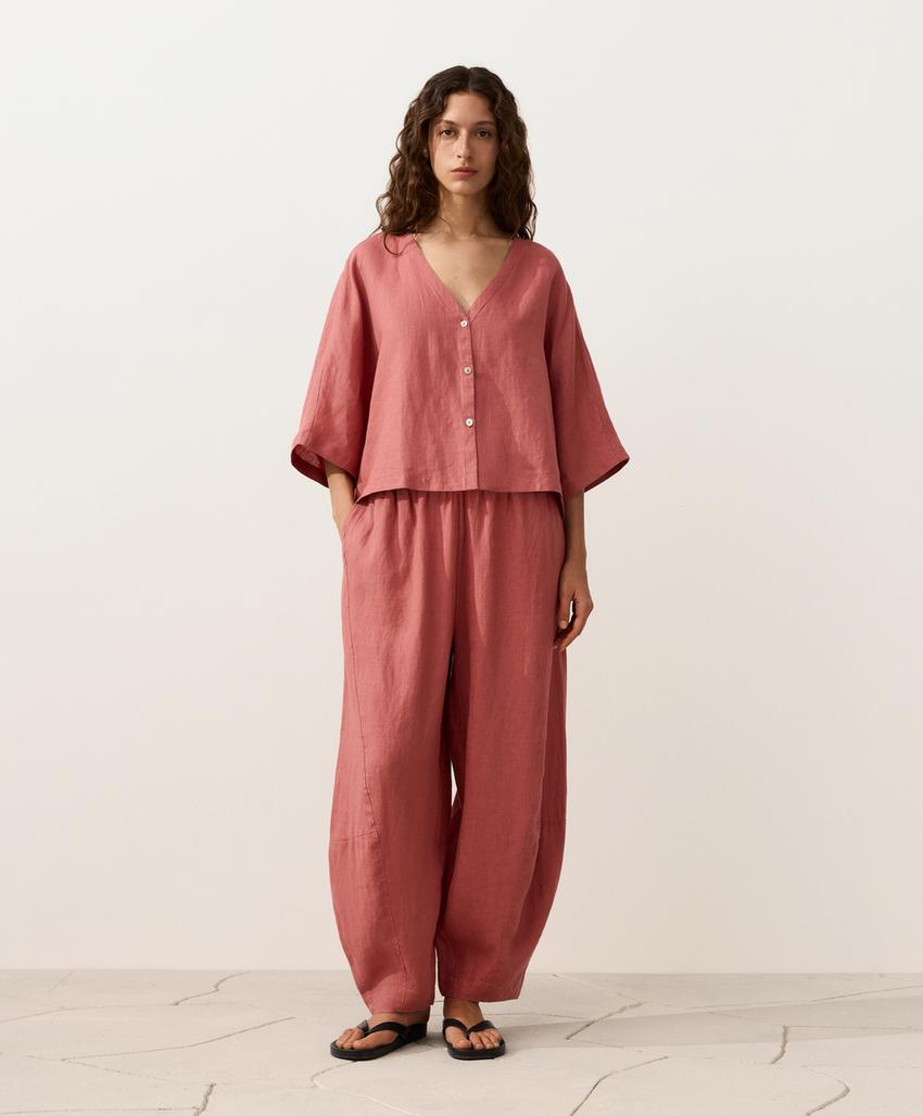 Рубашка с короткими рукавами из 100%-го льна