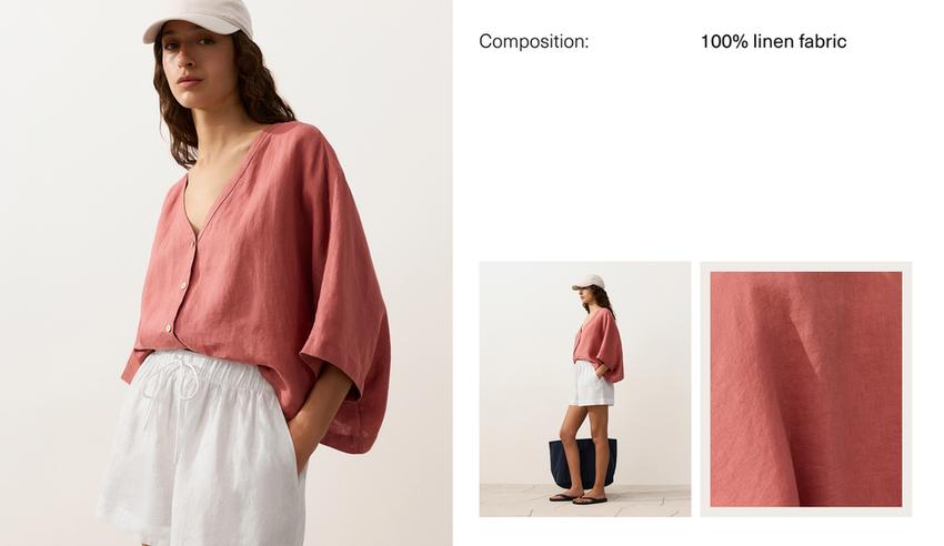 Рубашка с короткими рукавами из 100%-го льна