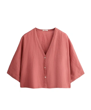 Рубашка с короткими рукавами из 100%-го льна- Заказать в России