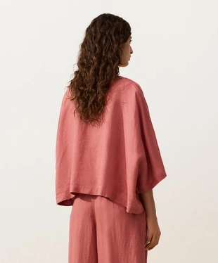 Рубашка с короткими рукавами из 100%-го льна- Заказать в России