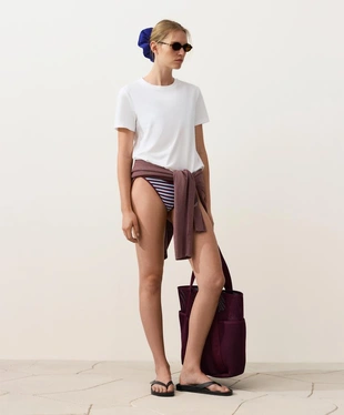 Полуоткрытые плавки бикини U-образной формы в полоску- Заказать в России