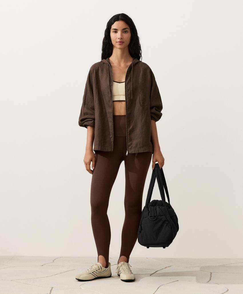 Полосатая куртка из 100% льна с капюшоном