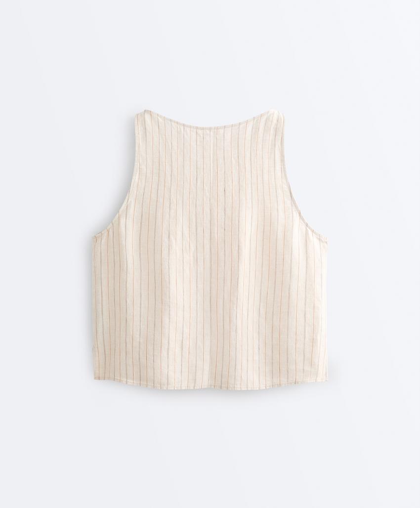 Квадратный топ в полоску из 100%-го льна