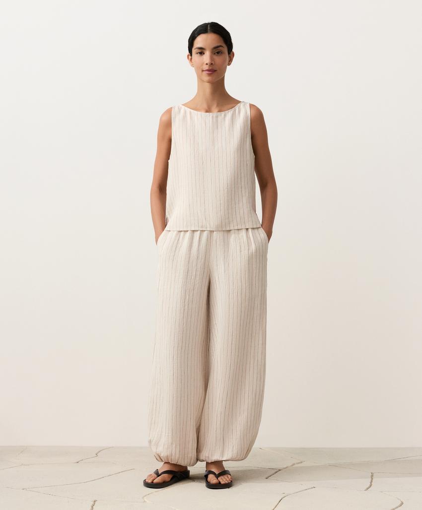 Квадратный топ в полоску из 100%-го льна