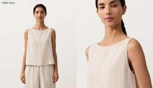 Квадратный топ в полоску из 100%-го льна- Заказать в России