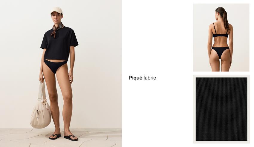 Плавки бикини бразильяно U-образной формы из ткани пике