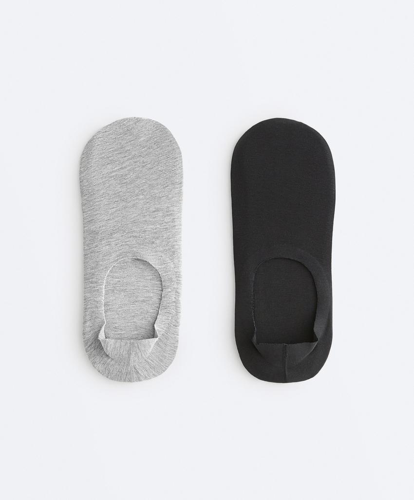 2 пары невидимых носков в рубчик из смесового хлопка с высоким вырезом