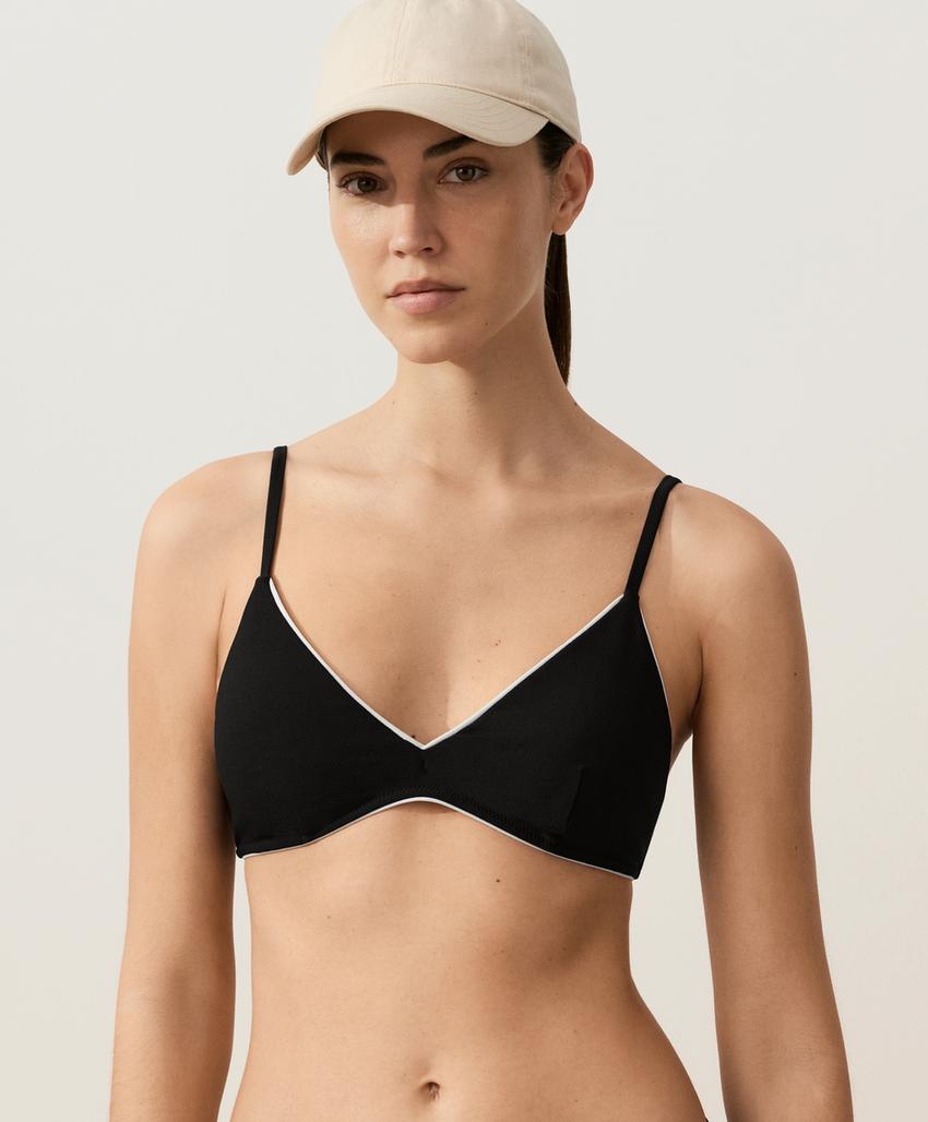 Топ бикини с треугольными чашками и бантом