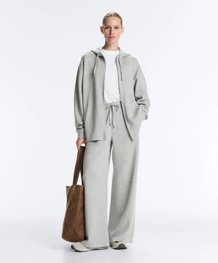 Длинная куртка с капюшоном из меланжевого пике- Заказать в России