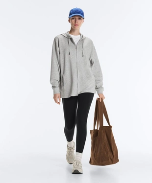 Длинная куртка с капюшоном из меланжевого пике- Заказать в России