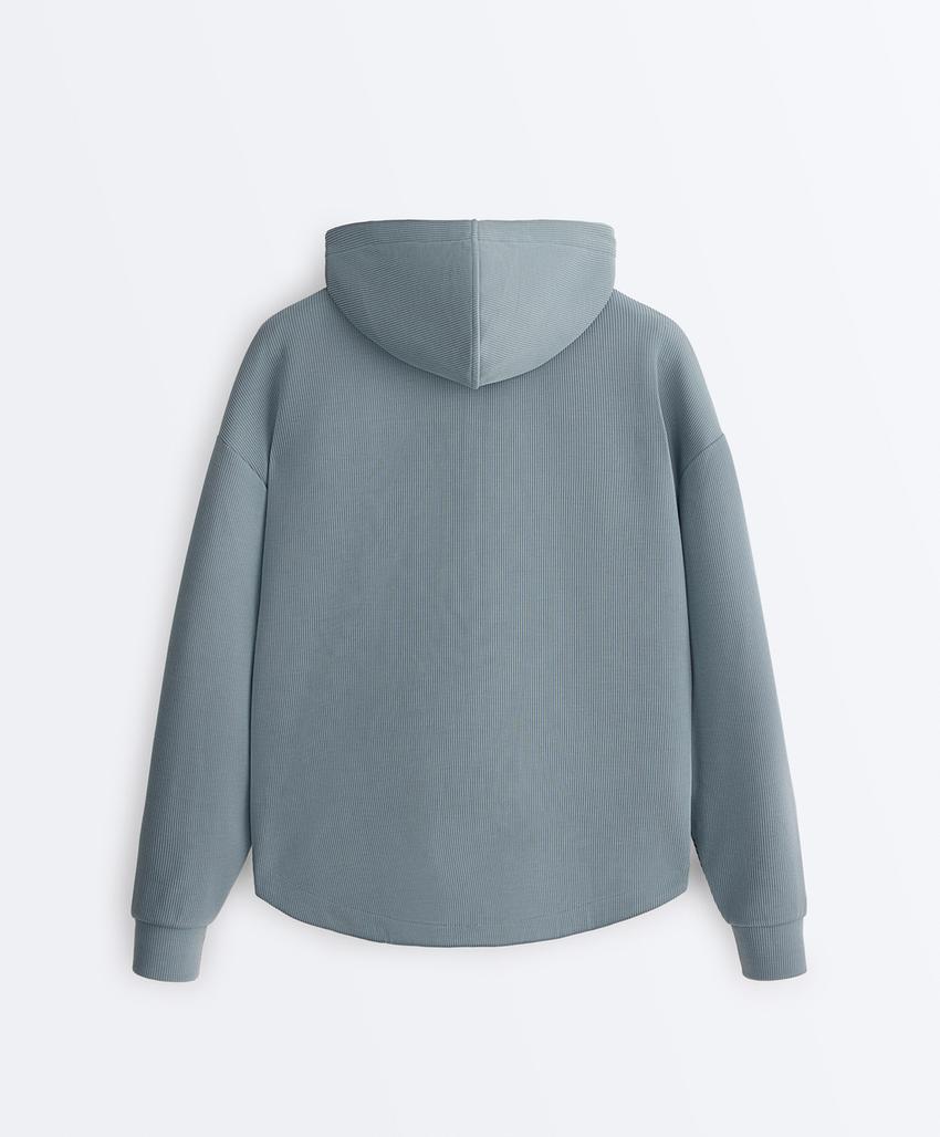 Толстовка из модала с молнией и ребристой отделкой