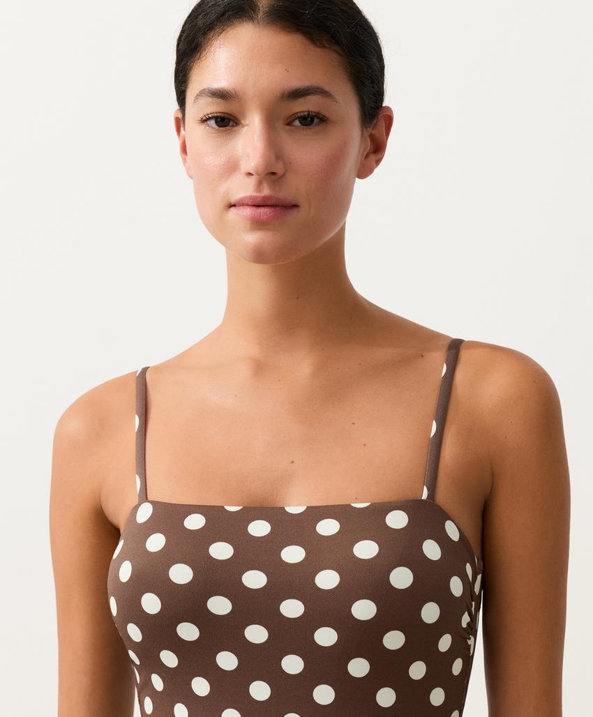 Купальник бандо из пике в горошек