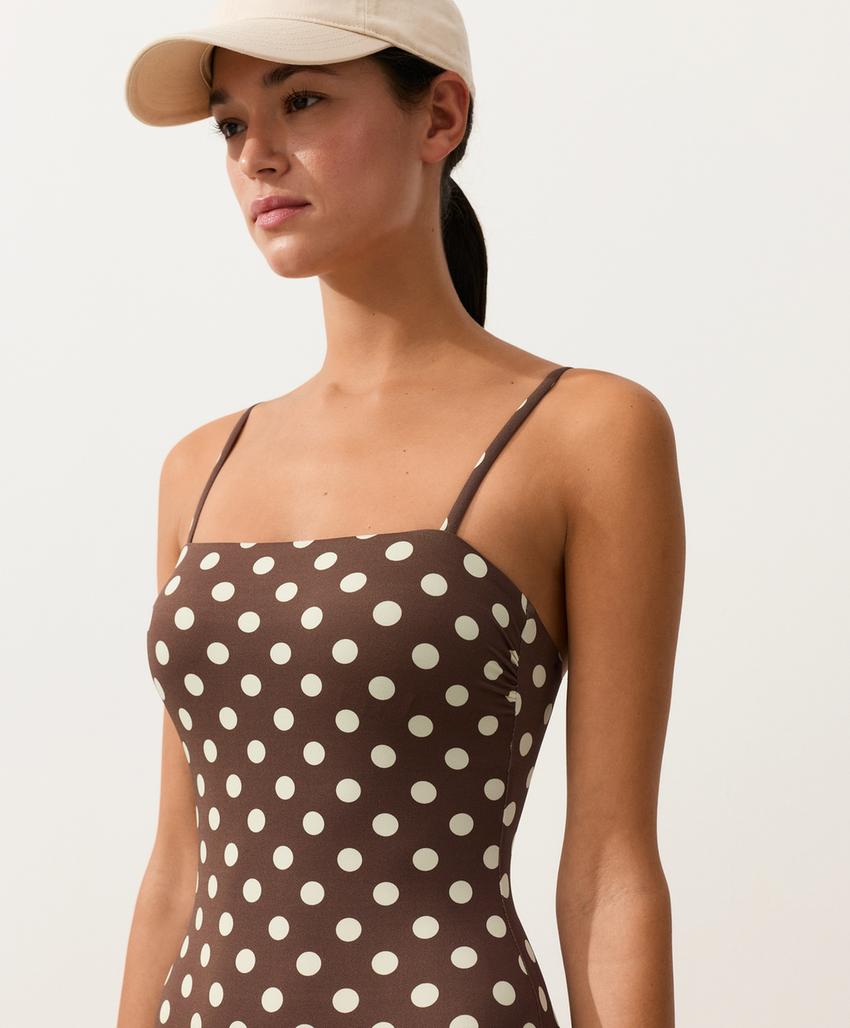 Купальник бандо из пике в горошек