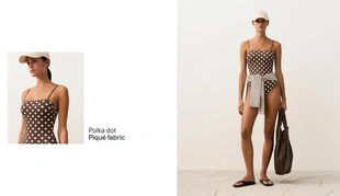 Купальник бандо из пике в горошек- Заказать в России