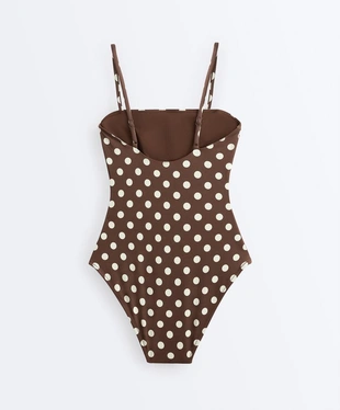 Купальник бандо из пике в горошек- Заказать в России