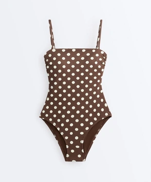 Купальник бандо из пике в горошек- Заказать в России