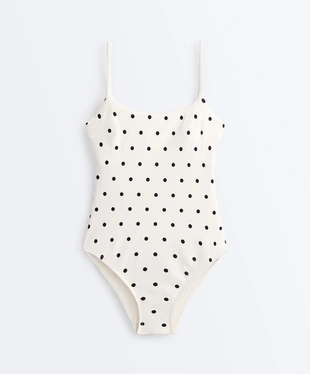 Купальник с треугольными чашками, принтом в горошек, пике- Заказать в России