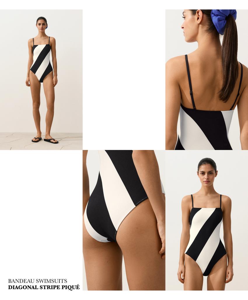 Купальник бандо в диагональную полоску