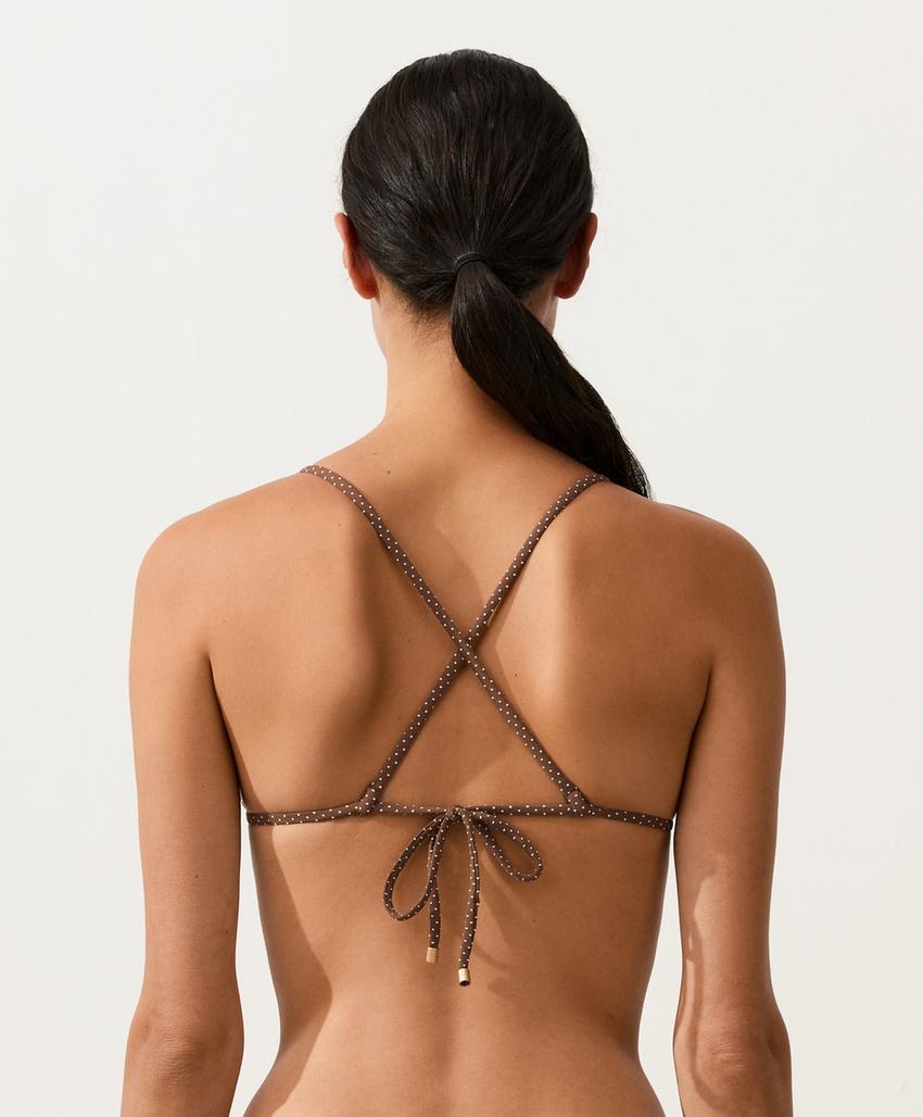 Топ бикини с треугольными чашками в мелкий горошек