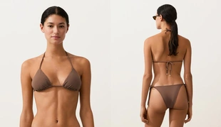 Топ бикини с треугольными чашками в мелкий горошек- Заказать в России