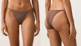 Полуоткрытые плавки бикини в мини-горошек- Заказать в России