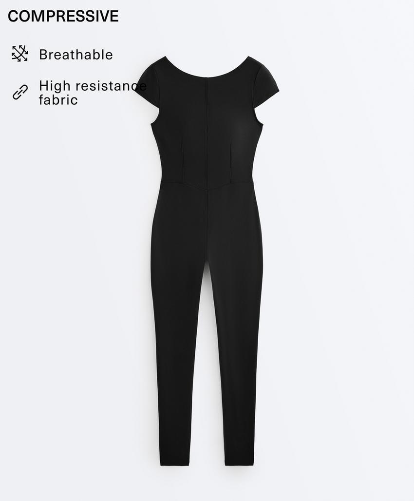 Длинный комбинезон Compressive с коротким рукавом