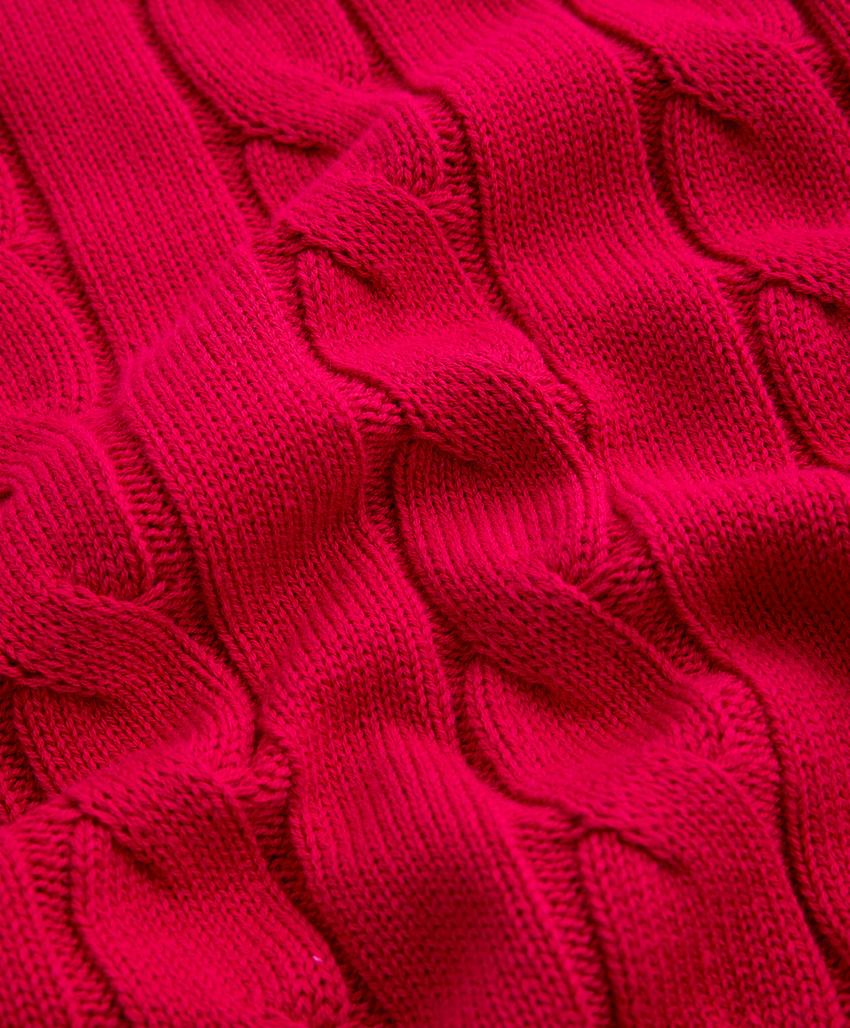 Свитер с V-образным вырезом и узором «косы» из 100% хлопка